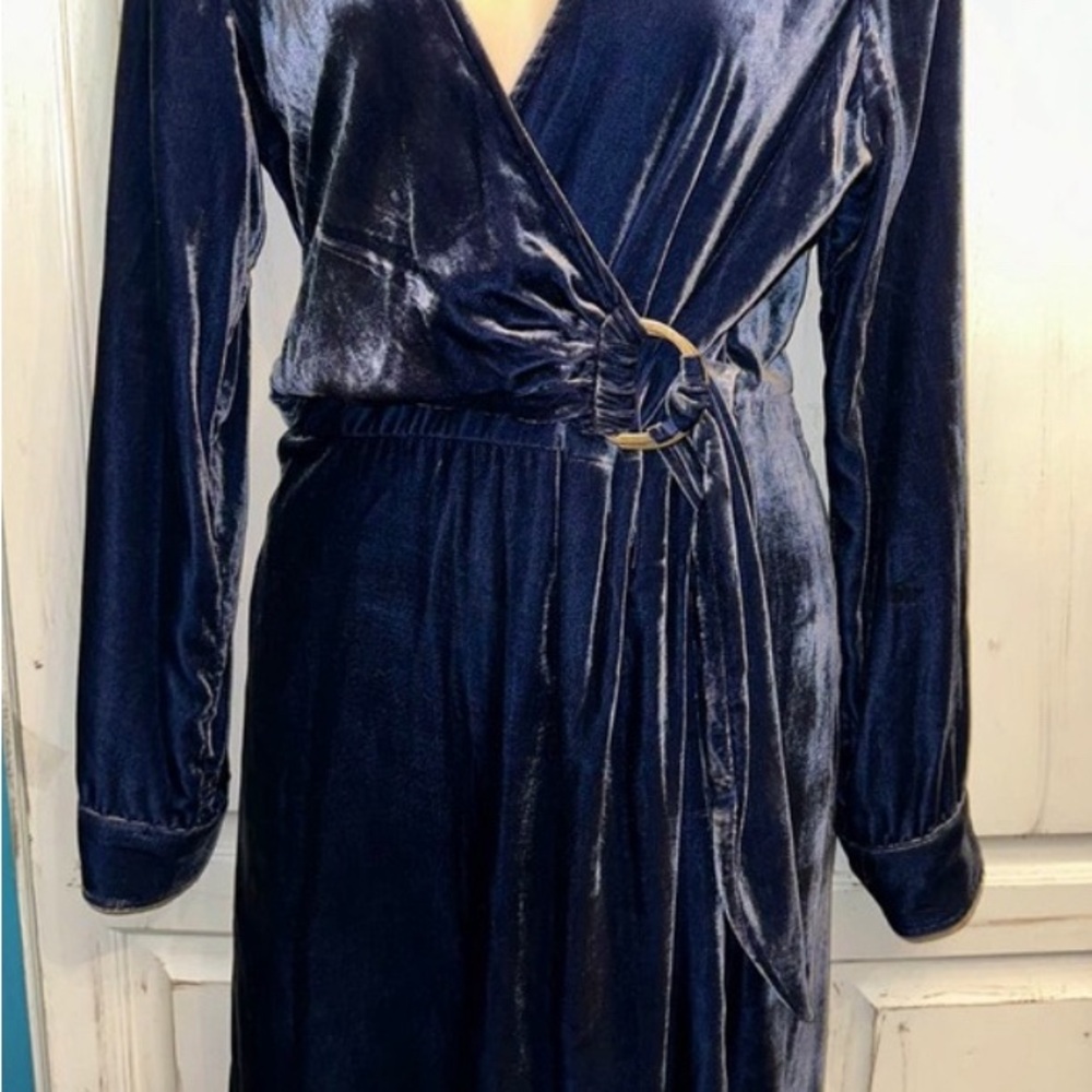 Maeve Purple/Blue Wrap Midi Dress - Picture 2 of 7